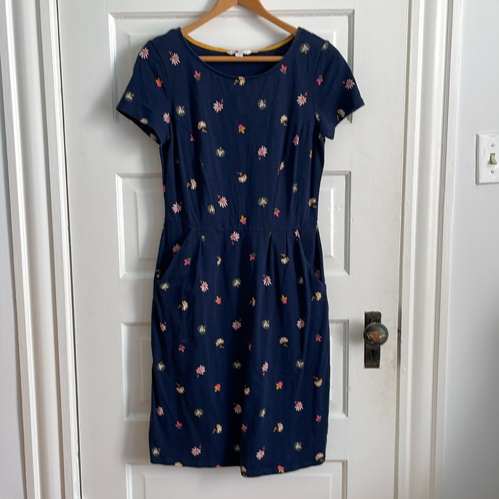 Boden Navy Cotton Fitted T-shirt Dress, Size 6R